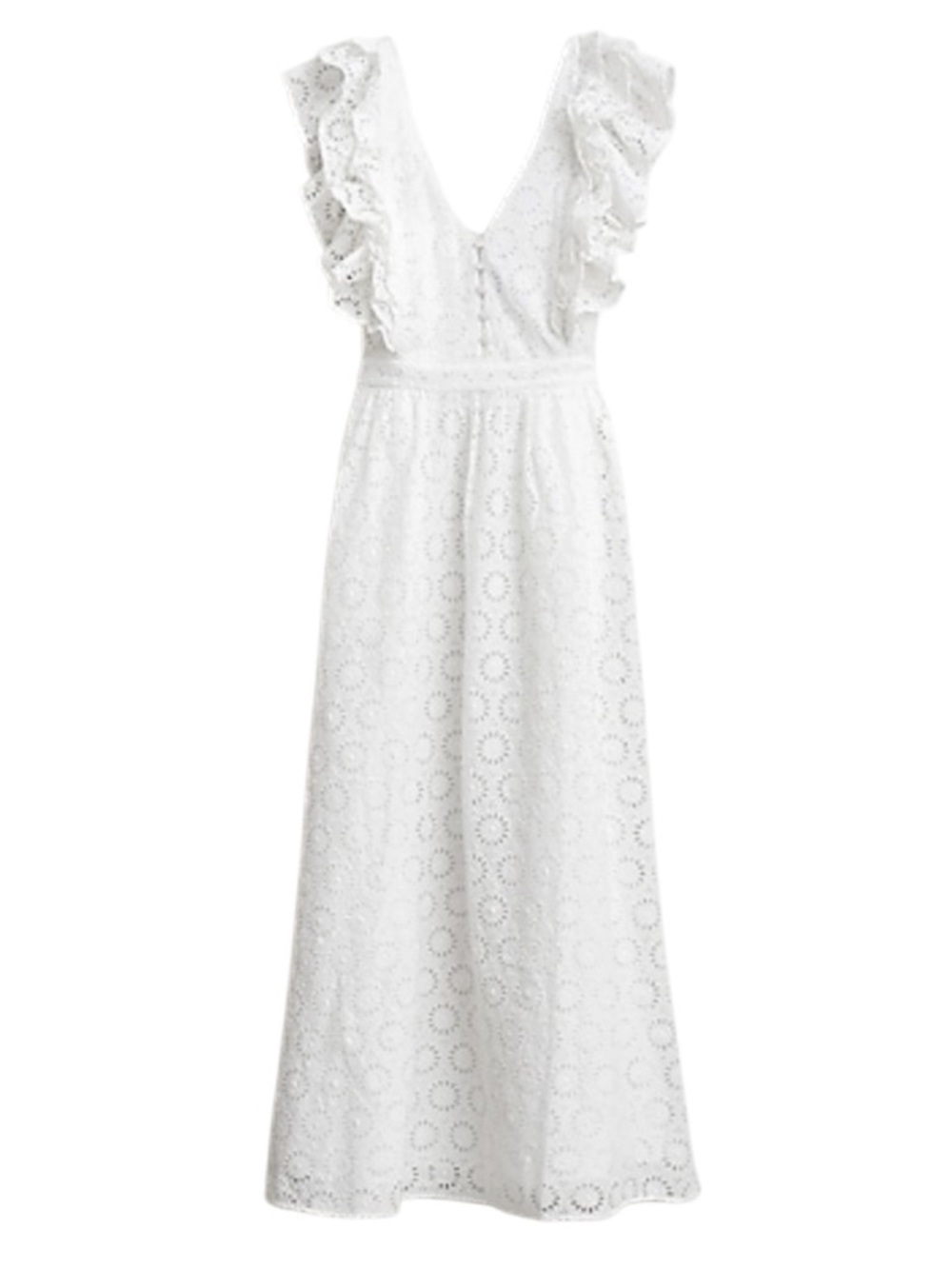 J. Crew Ruffle Sleeve Maxi Dress in‎ Eyelet White NWT Size 6